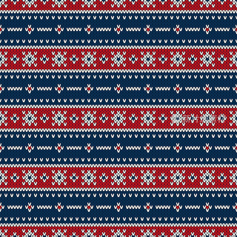 传统的Fair Isle风格无缝针织图案。圣诞和新年背景。羊毛衫设计
